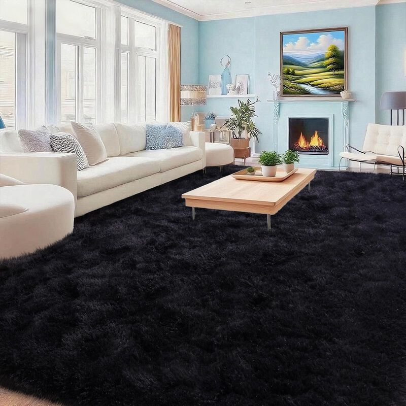 Alfombra Mugorn 254 cm X 356 cm Negra De Pelo L... image number null