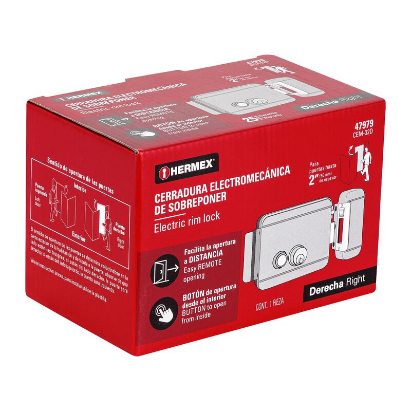 Cerradura Electromecánica con Botón Derecha Her... image number null