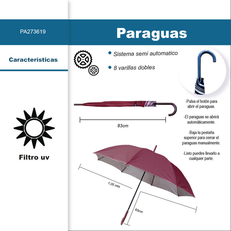 Paraguas XL Unisex Resistente a Vientos y Lluvi... image number null