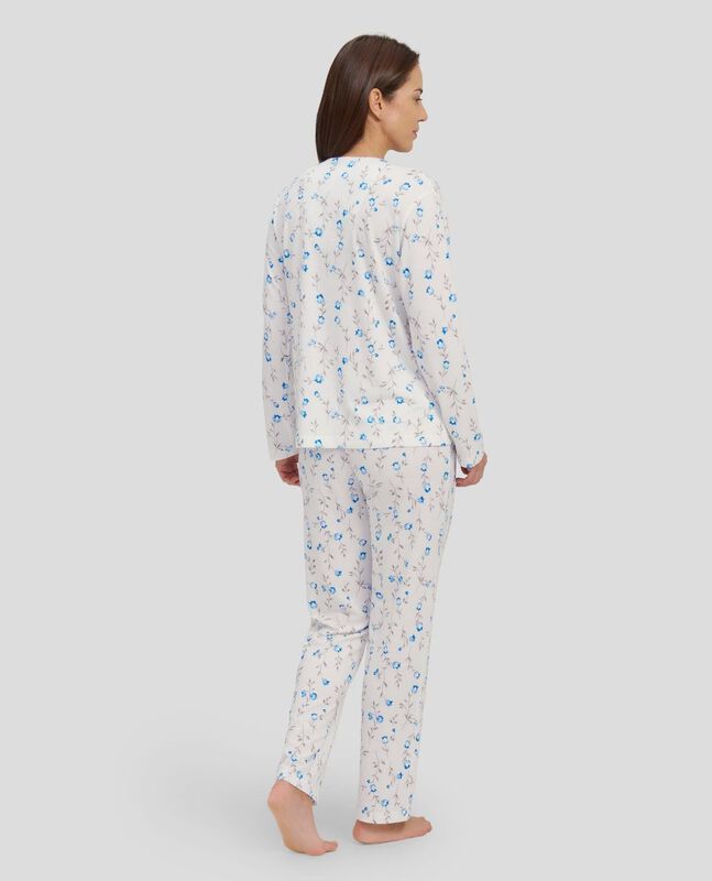 Pijama de Flores con Puntilla Celeste image number null