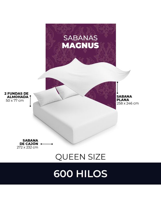 Juego de S&aacute;banas Magnus 600 Hilos Tencel Queen ... image number null