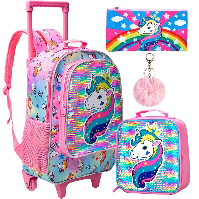 Mochila Con Ruedas Agsdon Unicorn Para Ni&ntilde;as Co... image number null