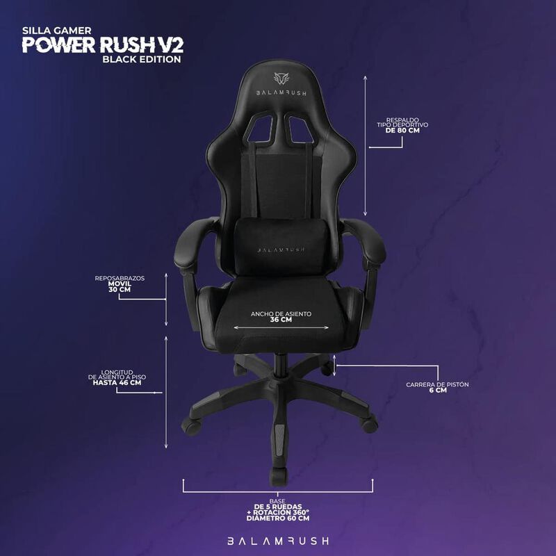 Balam Rush Silla Gamer Power V2 hasta 120kg Neg... image number null