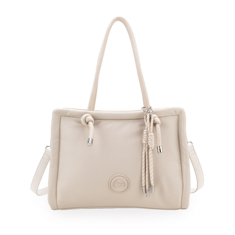 Bolsa Tote Mediana Acolchonada Color Beige image number null