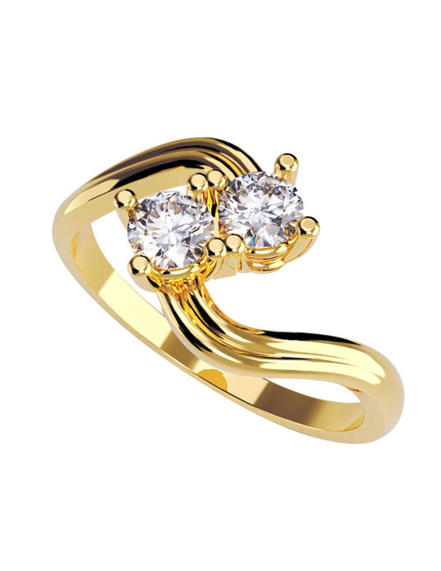 Anillo de Compromiso en Oro Amarillo 10K con Ci... image number null