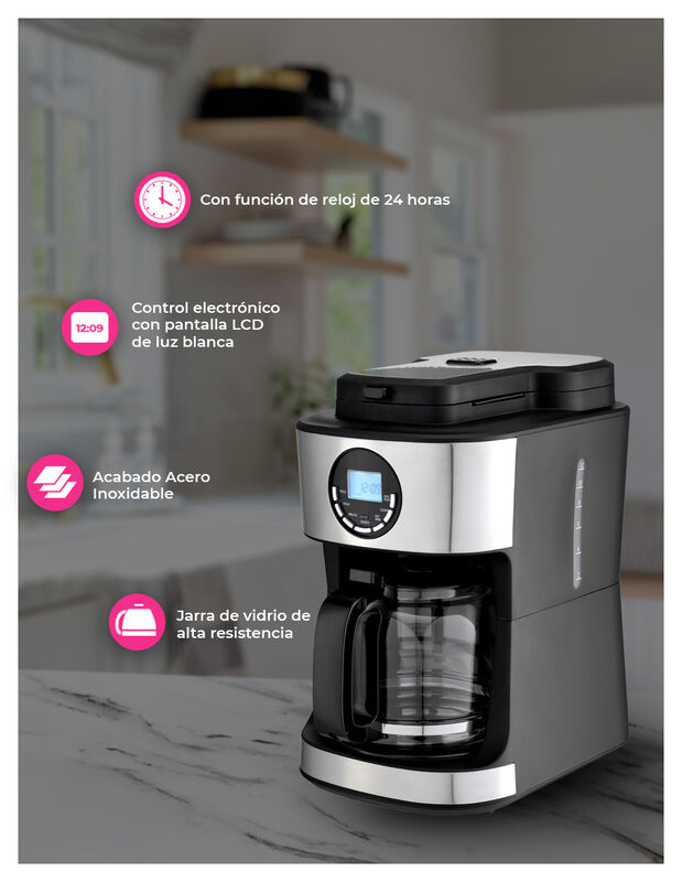 Cafetera Digital 12 Tz Con Molino De Caf&eacute; Integ... image number null
