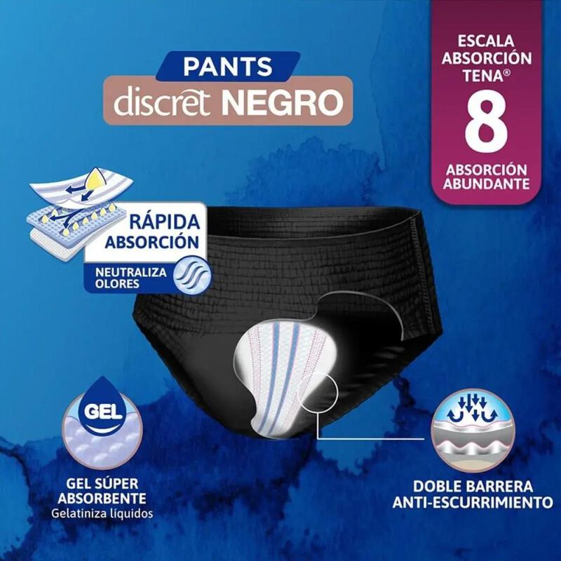 Tena Pants Discret Negro Grande 13 Piezas image number null