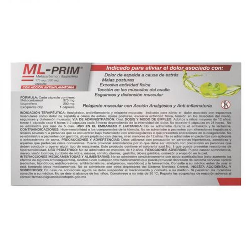 Ml-prim Metocarbamol/Ibuprofeno 375mg/200mg Rel... image number null