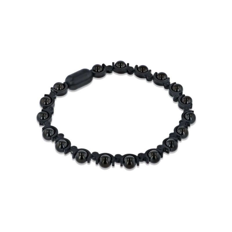 Pulsera De Acero Con Cuentas En Color Negro Par... image number null