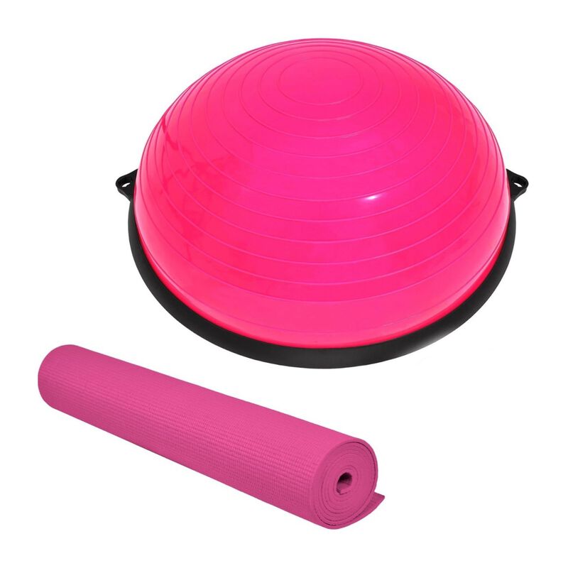 Kit Pelota Rosa Tipo Bosu Entrenamiento Yoga Gy... image number null