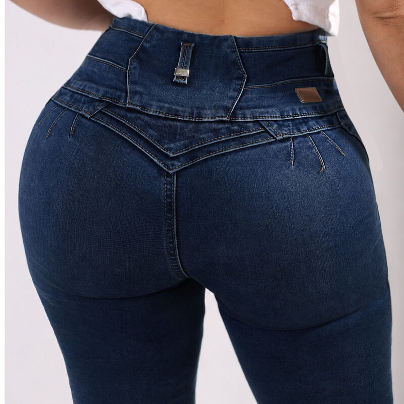 Pantal&oacute;n Stretch Tiro Alto Mujer Jeans Nyk Azul... image number null