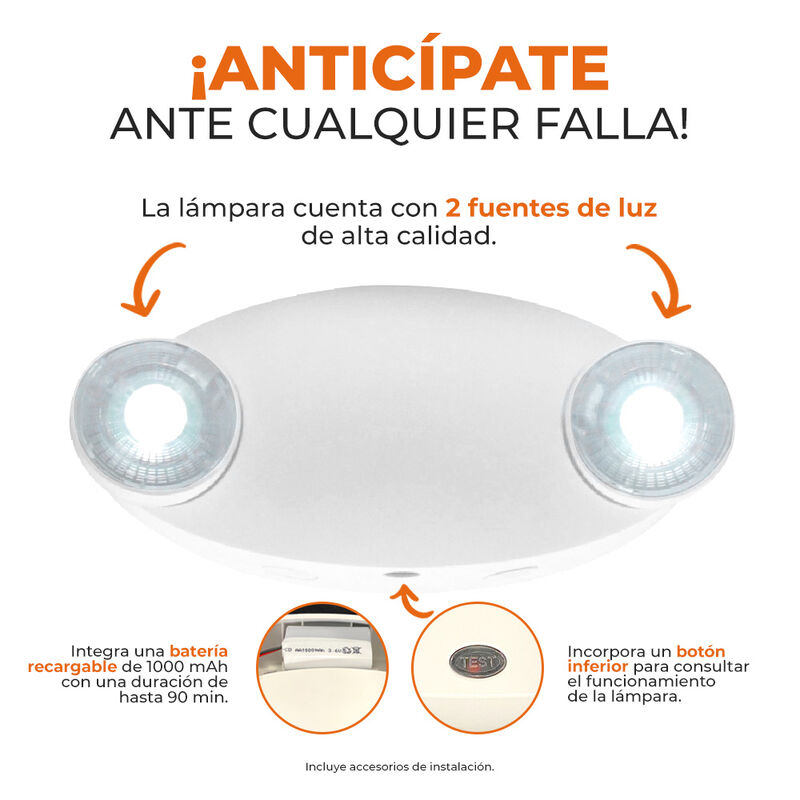 Lámpara De Pared Emergencia Sobreponer 4w Luz D... image number null