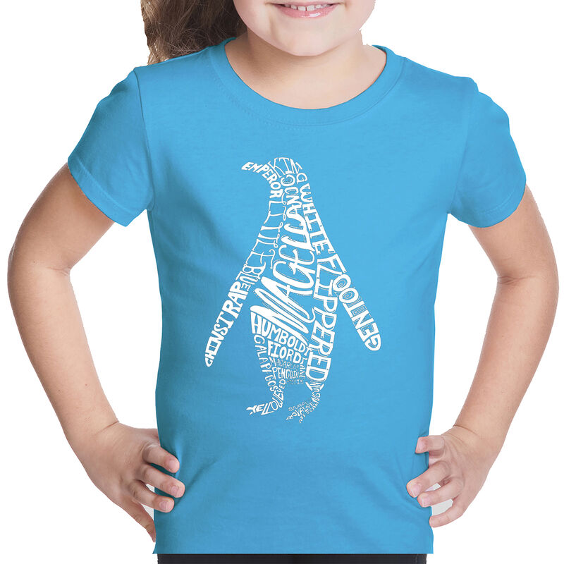 Camiseta Word Art Para Ni&ntilde;a - Ping&uuml;ino - Turque... image number null