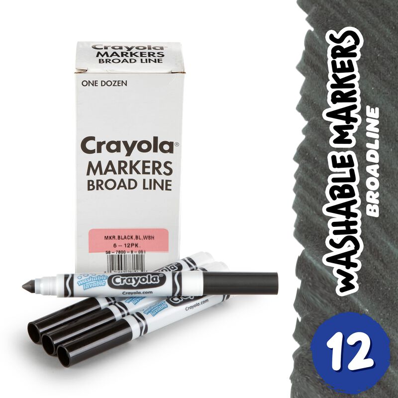 Rotulador Crayola, Lavable, Negro, 12 Quilates,... image number null