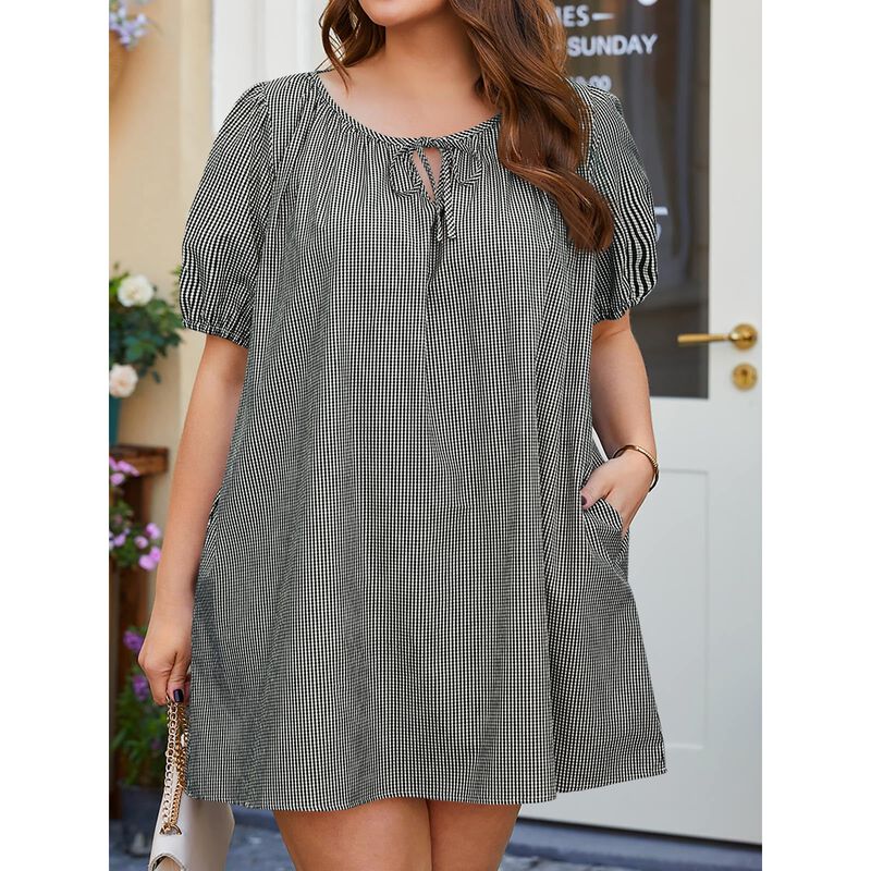 Vestido Beautify Talla Grande Gingham Abullonad... image number null