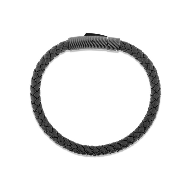 Pulsera De Acero Y Piel En Color Negro Para Cab... image number null