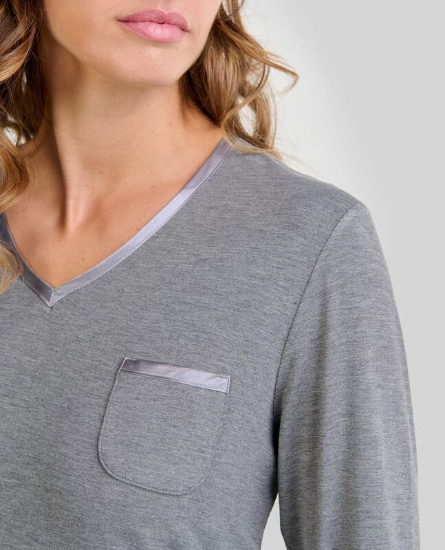 Camis&oacute;n de Modal con Raso Gris image number null