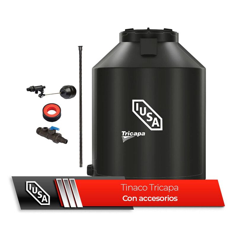 Tinaco Tricapa Iusa, 450 L., Negro + Accesorios... image number null
