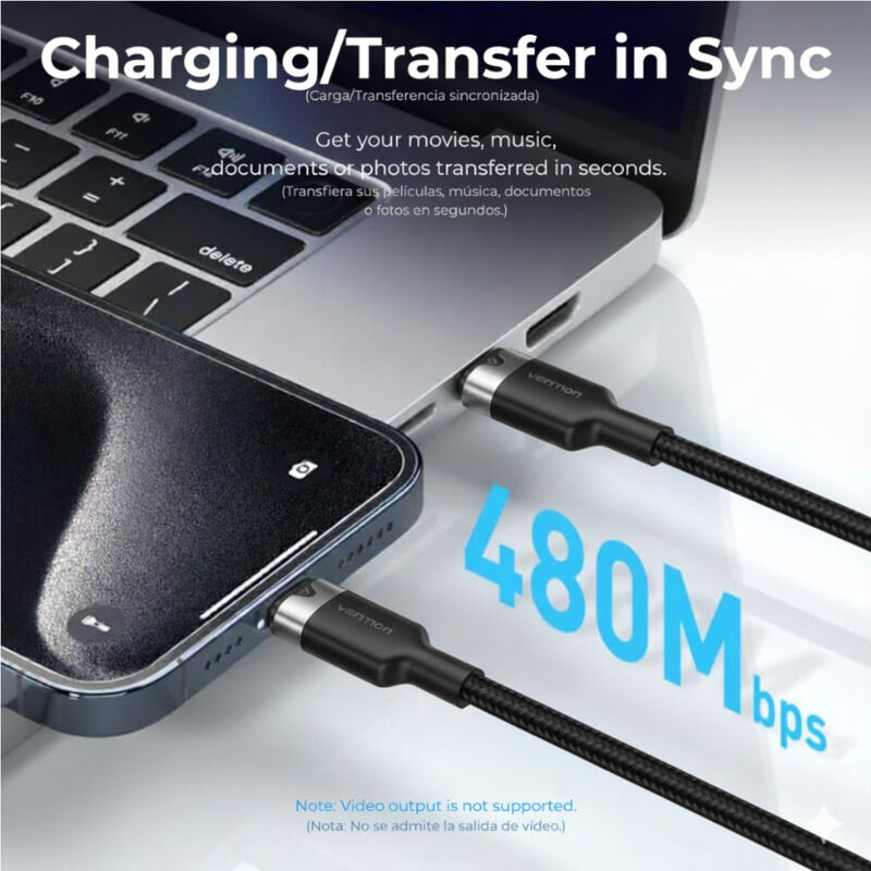 Cable USB-A/USB-C VENTION 2M 100W (6A) Trenzado... image number null