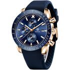 Reloj Benyar Chronograph, Correa De Piel De Cuarzo, 30 M, Resistente Al Agua