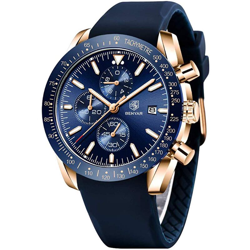 Reloj Benyar Chronograph, Correa De Piel De Cua... image number null