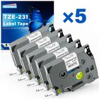 Cinta De Etiquetas Inkrobat Tze-231 12 mm Paquete De 5 Negro/blanco