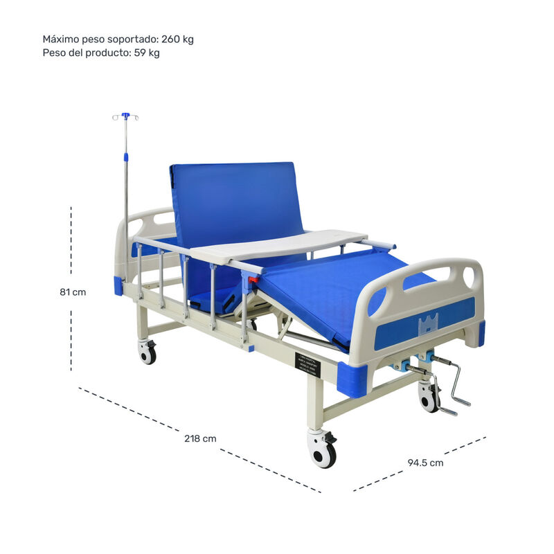 Cama Hospitalaria Manual Incluye Colchón Y Port... image number null