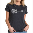 Camiseta Mezcla Premium Word Art Para Mujer - Guitarra Country- Negro