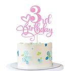 Adorno Para Pastel Naicaek 3er Cumplea&ntilde;os Rosa Con Brillo