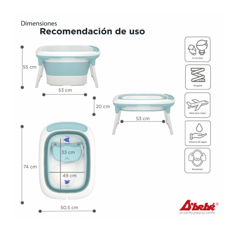 Bañera Plegable D'Bebé Bubbles Azul image number null