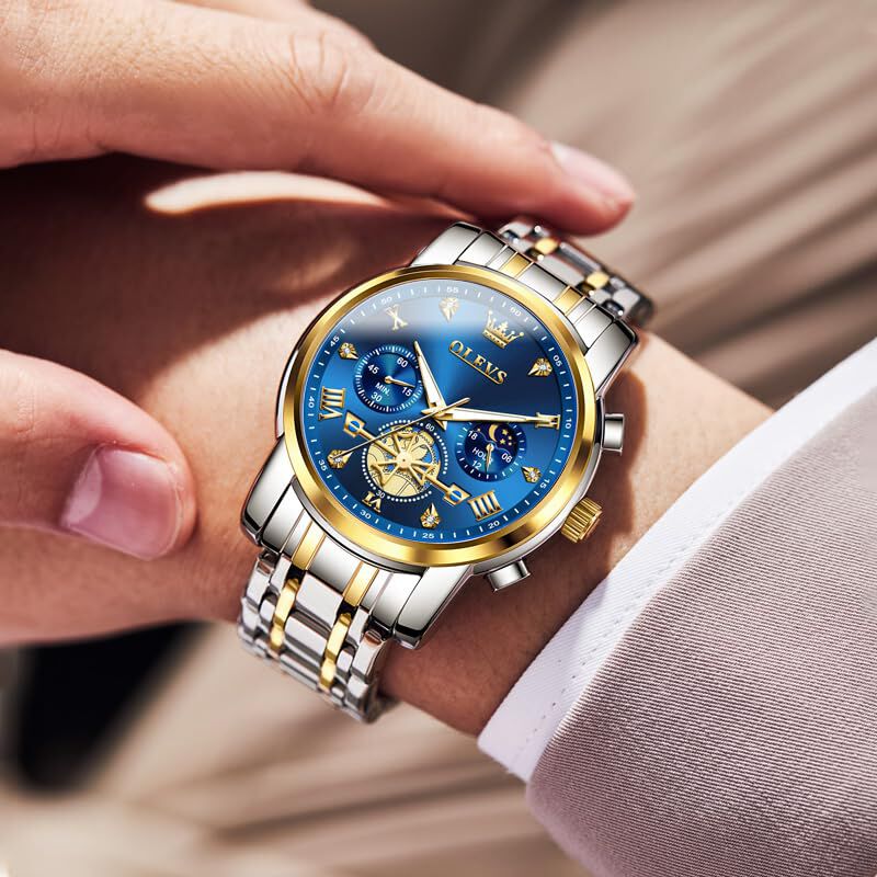 Reloj Olevs Para Hombre, Anal&oacute;gico, De Acero In... image number null