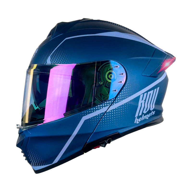 Casco Kov Thunder Waves Azul Con Led Xxl image number null