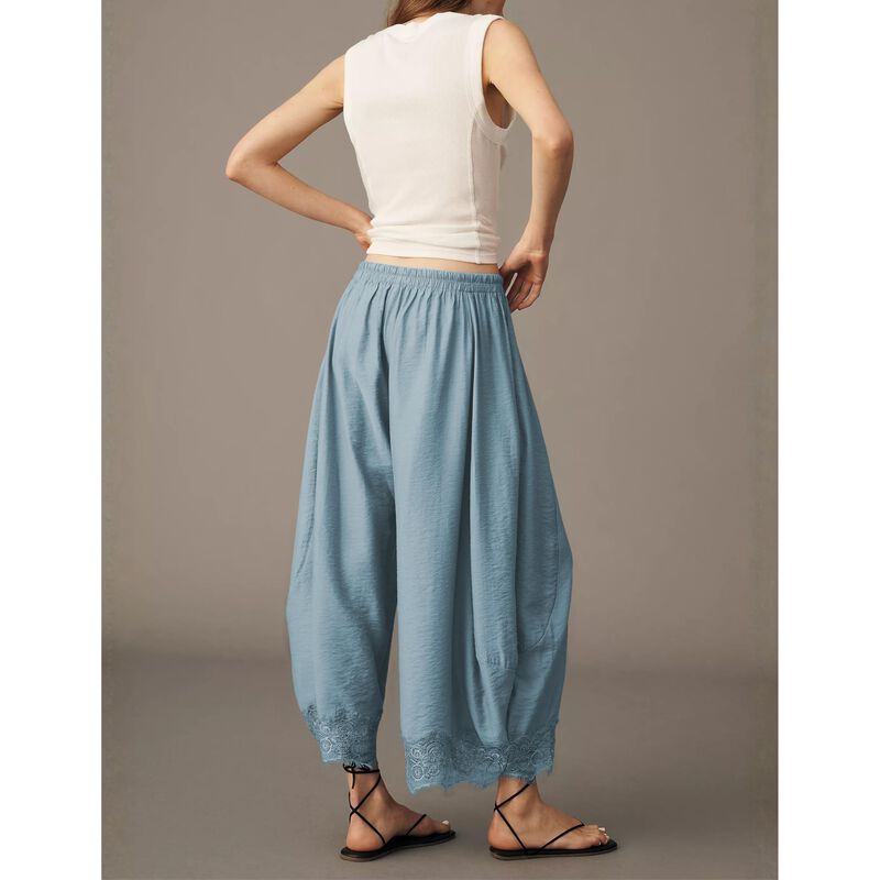 Pantalones Puwei Corte Corto Pierna Ancha con D... image number null