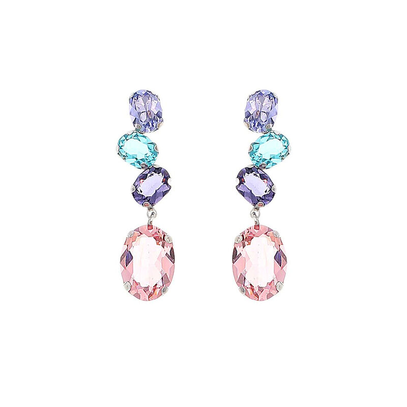 Aretes De Plata 925 Con Zirconias De Colores image number null