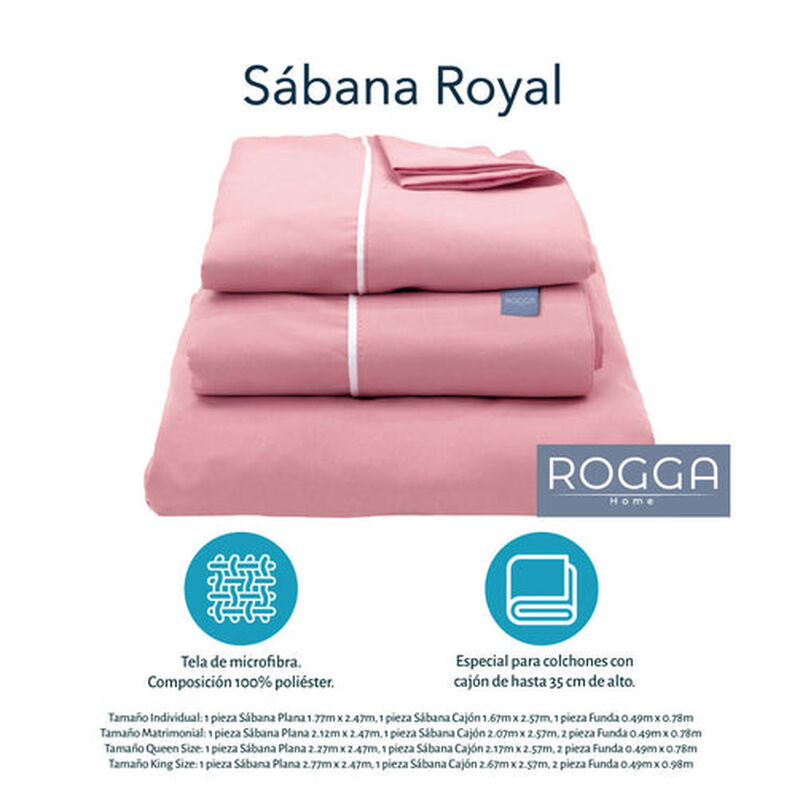 Juego de S&aacute;banas Queen Size Royal Touch Rosa image number null