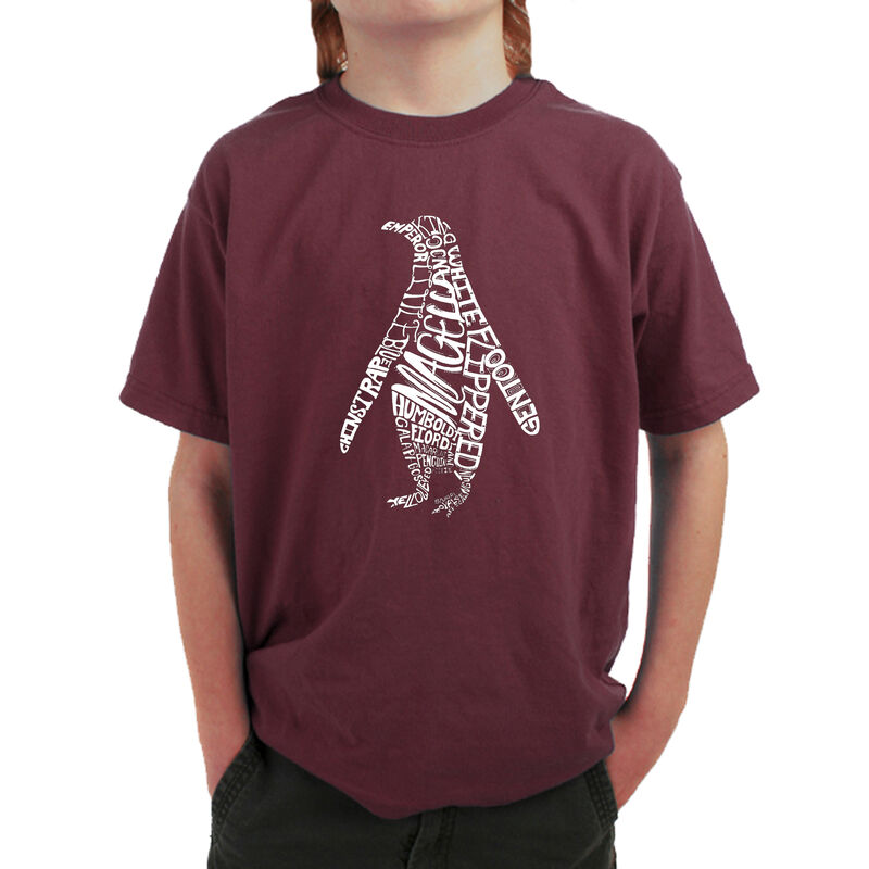 Camiseta Word Art para Ni&ntilde;o - Ping&uuml;ino - Granat... image number null