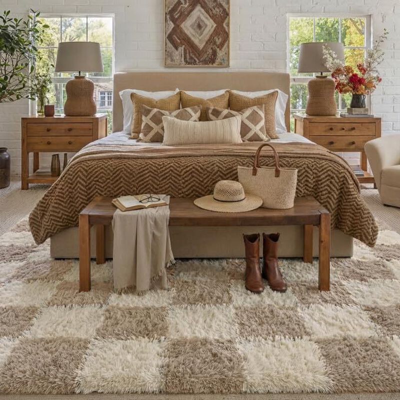 Alfombra Purecozy Beige 274 &times; 305 cm A Cuadros ... image number null