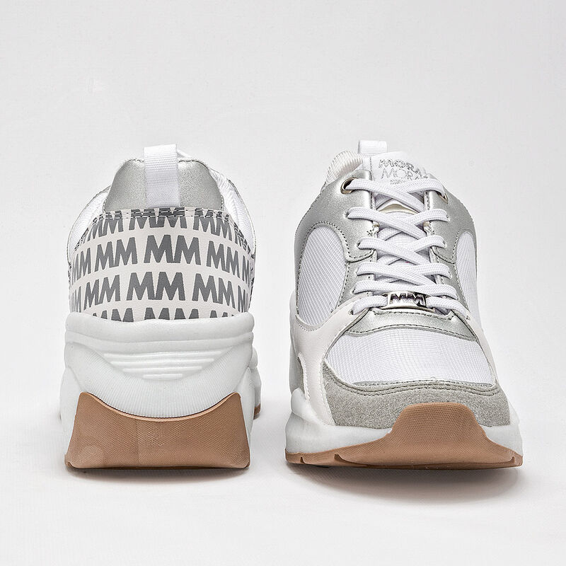 Moramora Tenis urbano para mujer blanco plata g... image number null