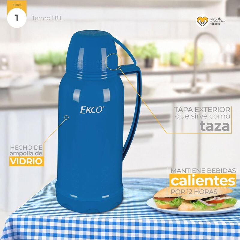Termo Ekco Mod. 25113 B&aacute;sico Rojo/Azul 1Lt image number null