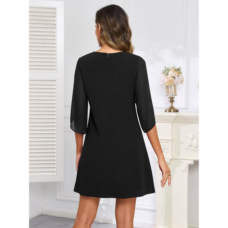 Vestido Oten Manga Con Vuelo Negro Talla Xxl image number null