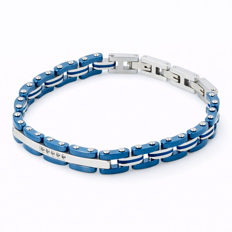Pulsera De Acero En Color Azul Y Blanco Para Ca... image number null
