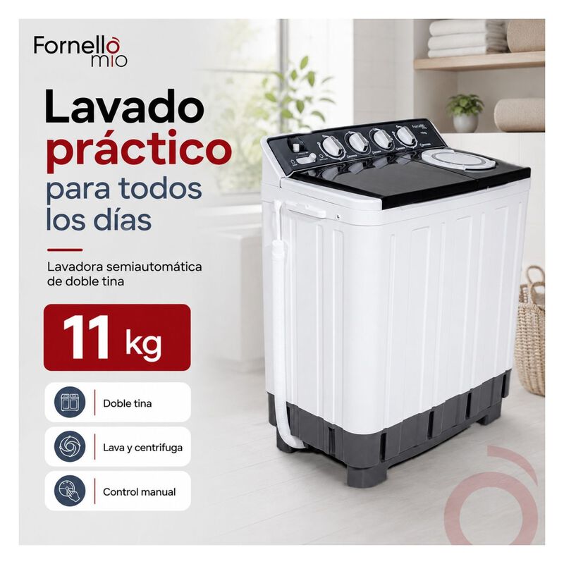 Lavadora Semiautom&aacute;tica 2 Tinas 11 Kg Centrifug... image number null