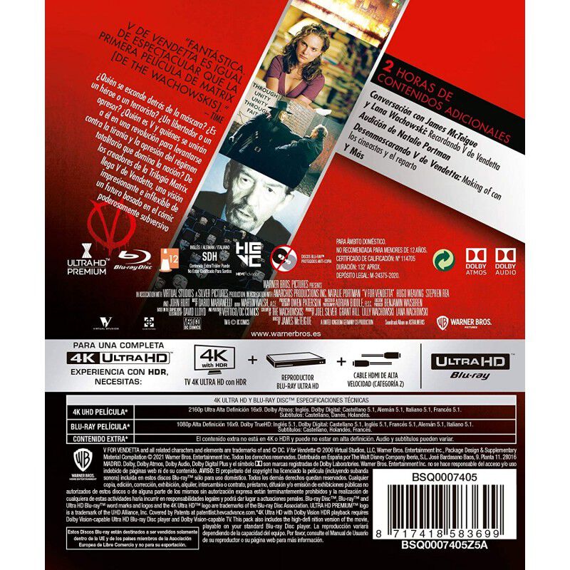 V De Vendetta [4k Uhd +blu-ray] image number null
