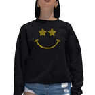Sudadera De Cuello Redondo Word Art Para Mujer - Rockstar Smiley - Negro