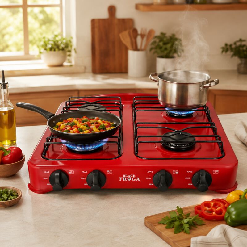 Parrilla Mesa Gas Lp 4 Quemadores Rojo Resisten... image number null