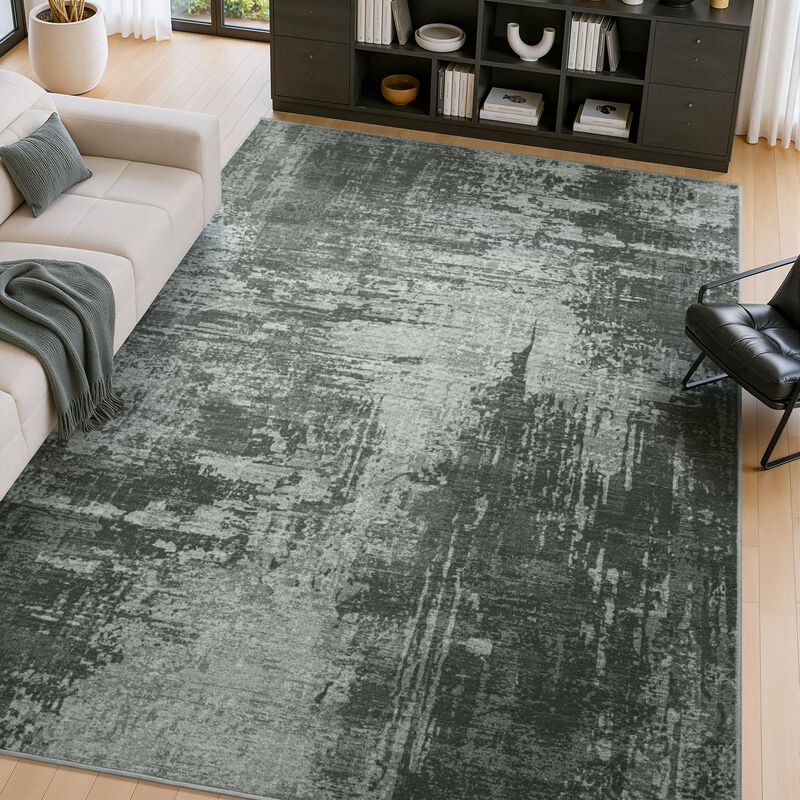 Alfombra De &Aacute;rea Merelax 150x183 Cm Gris Lavabl... image number null