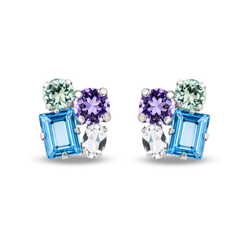 Aretes Plata Blanca 925 Con Piedras De Color image number null