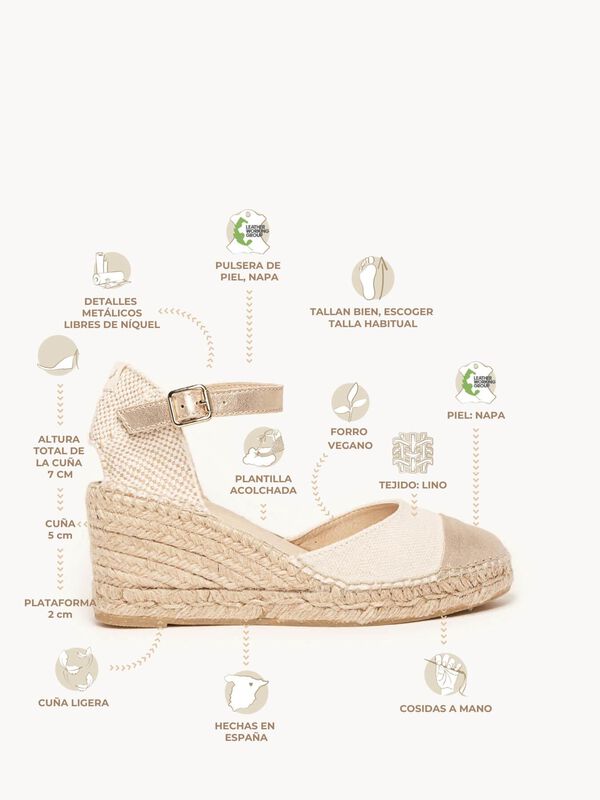 Alpargata de Cu&ntilde;a Media Marga Napa Lino Oro image number null