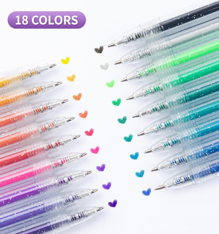 Joyask Bol&iacute;grafos De Gel Retr&aacute;ctiles Con Glitte... image number null