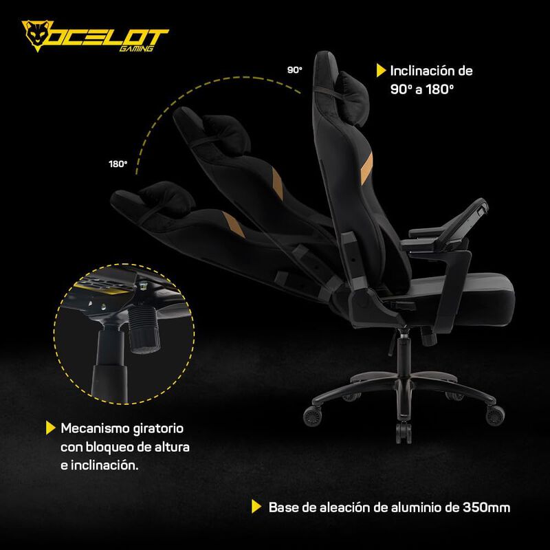 Silla Gamer Premium Ocelot. Reposabrazos 5D, Re... image number null